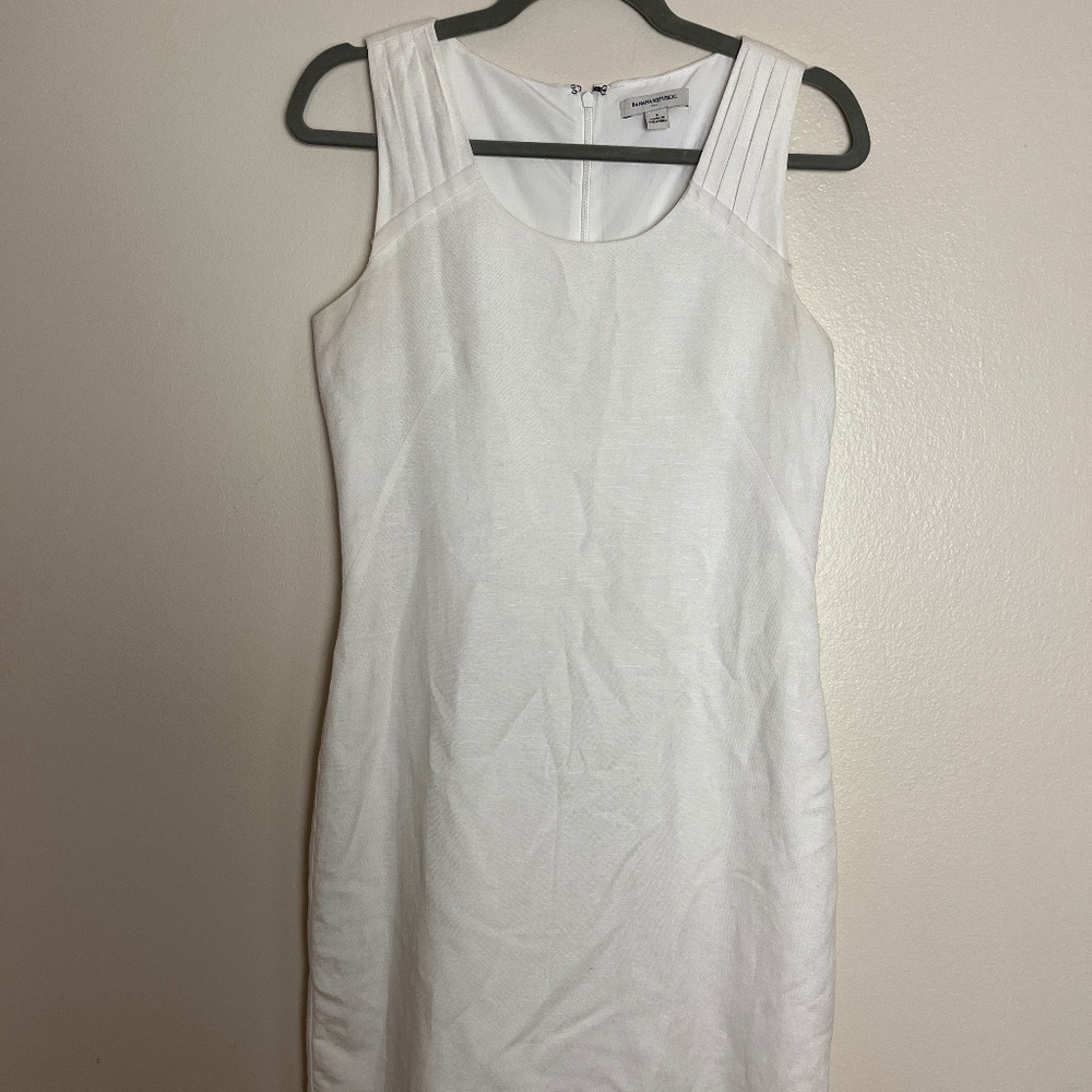 Banana Republic White Linen-Blend Sheath Dress